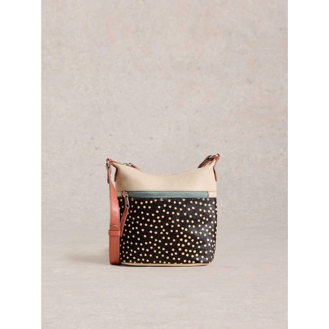White Stuff Mini Farrah Leather Crossbody Bag, Black/Multi