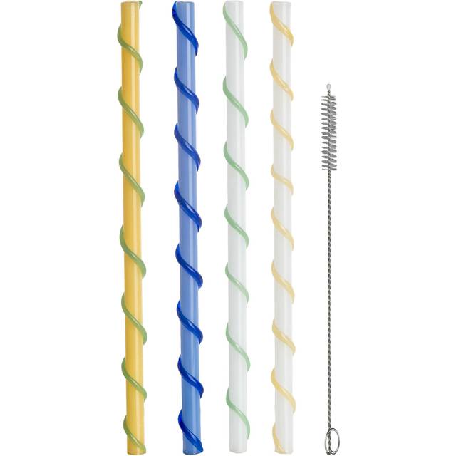 Byon Celebrate straws long 20 cm 4 pieces Blue-white-yellow-green