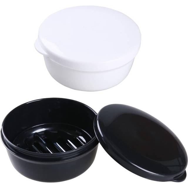 Soap Holder Travel Case Round Soap Dishes Shampoo Bar Container for Bar Soap, Soap Box for Travel Shower Gym Bathroom (Black + White)