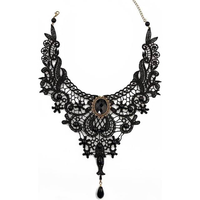 Gothic Victorian Lace Choker Necklace Sexy Hollow Black Lace Necklace Steampunk Cosplay black