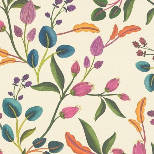 Non-woven wallpaper flowers leaves tropics cream colourful 78211-1 (3,26£/1qm)