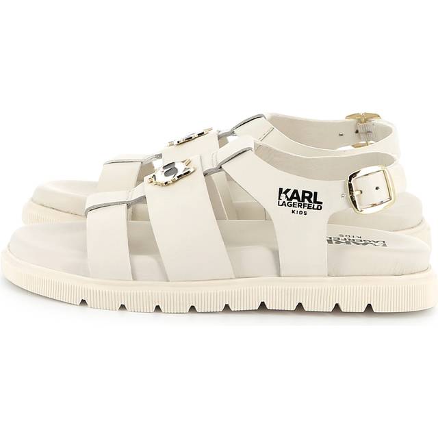 Karl Lagerfeld for girl. Z30372 Beige leather sandals (34), Buckle, Casual, children's fashion