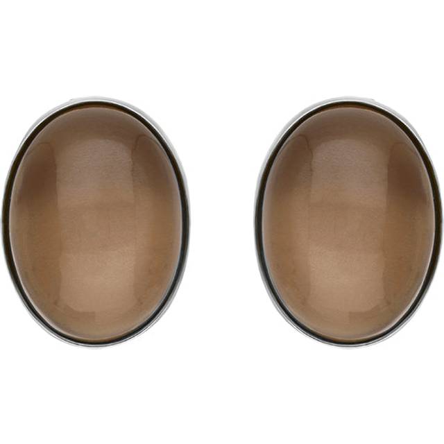 Sterling Silver Moonstone Large Oval Stud Earrings D