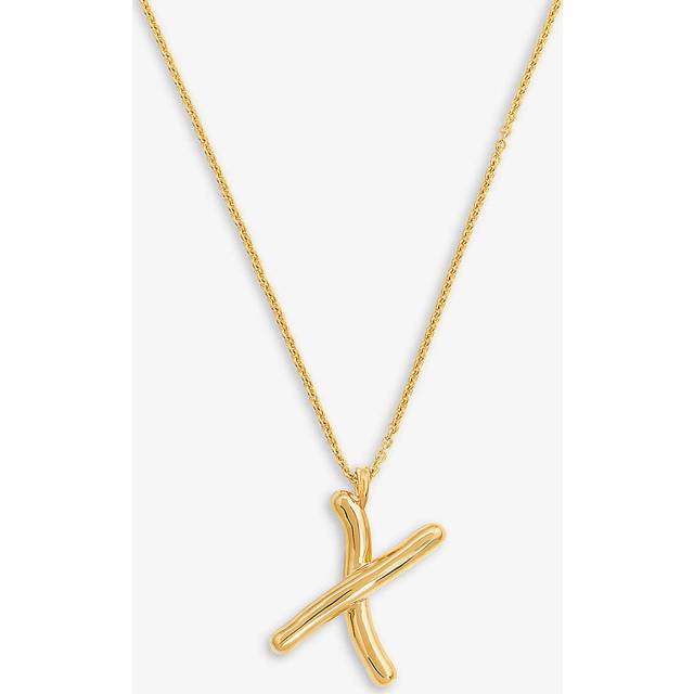 Missoma Womens Gold Curly Initial 18ct Yellow Gold-plated Vermeil Recycled Sterling-silver Pendant Necklace - GOLD