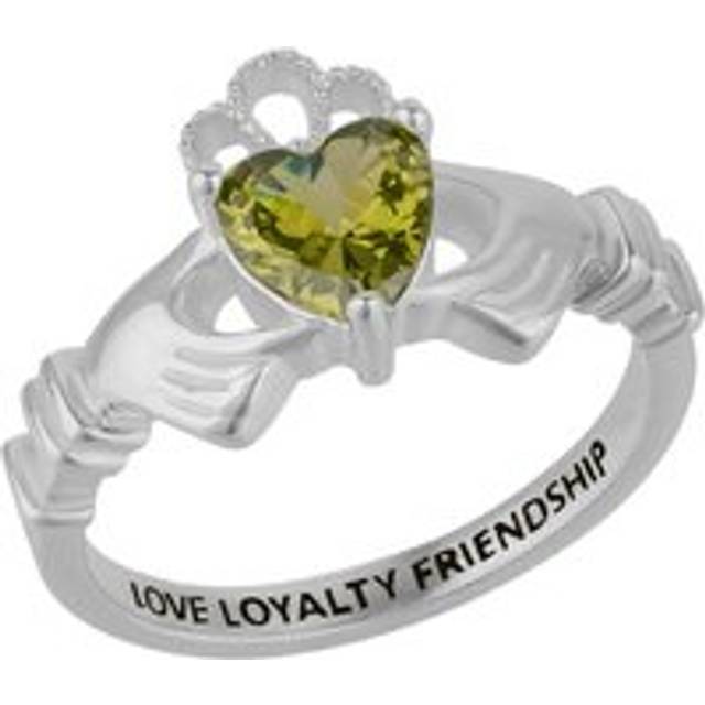 Sterling Silver Irish Mystic Green Claddagh Ring