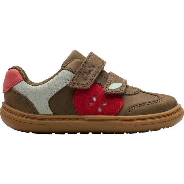 Clarks Baby Flash Garden First Steps Leather Shoes, Olive