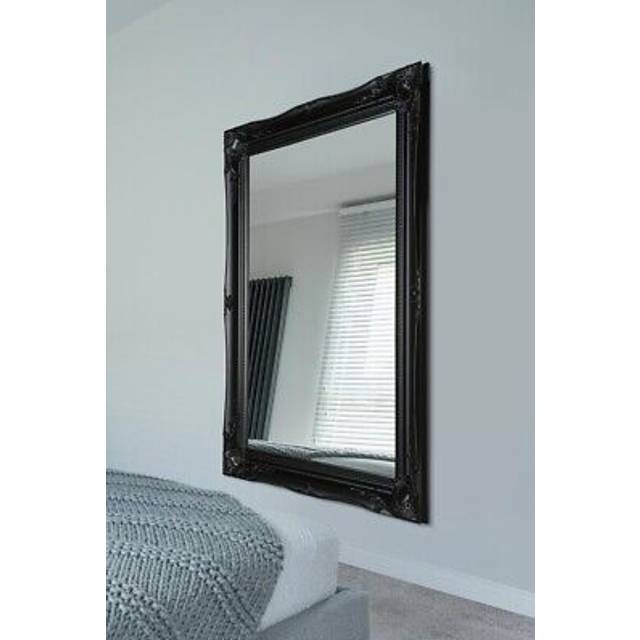 'Hamilton' Black Shabby Chic Design Wall Mirror 91cm x 66cm - One Size