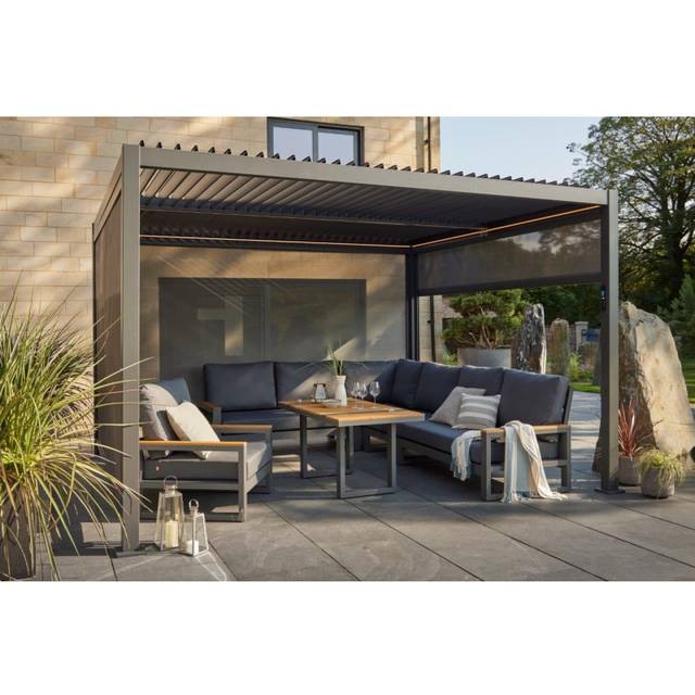 Norfolk Leisure Royce Cube Gazebo With LED Lighting - Grey Aluminium - 3m x 4m
