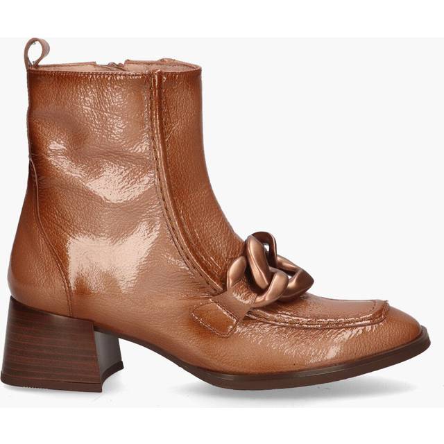 Hispanitas for woman. HI222337 Charlize brown leather ankle boots - Height heel 4,5cm (39), 3 to 5 cm, Zip, Casual