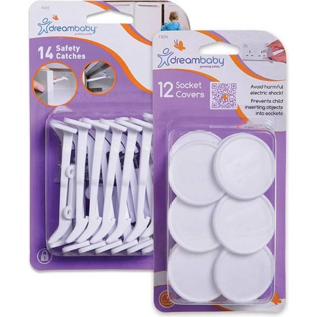 Dreambaby Wide-Grip Safety Catches 14 pcs & Socket Covers 12 pcs