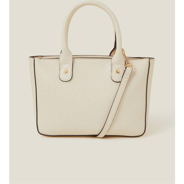 Mini Woven Faux Leather Handbag Cream - Accessorize - One Size