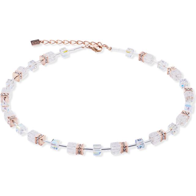 Coeur De Lion Classic GEOCUBE Necklace Rose Gold Plated White For Women - gold/pink/white