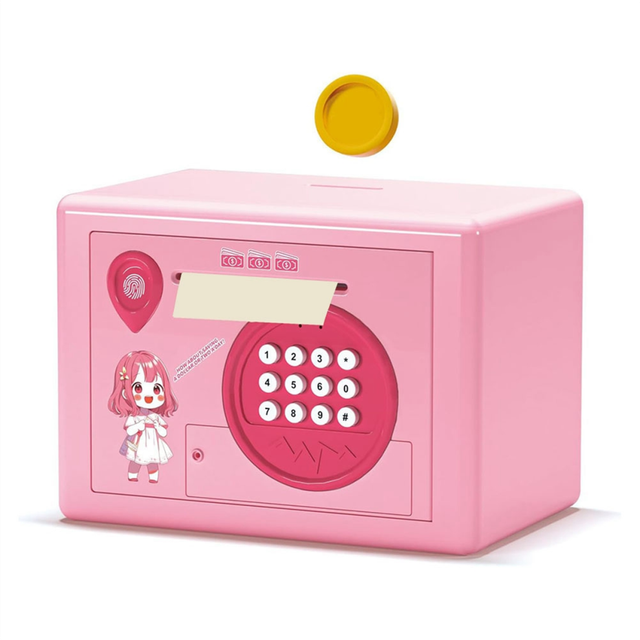 Fingerprint Password Money Saving Box Gift for Birthday Pink