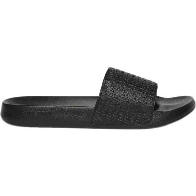 Superdry Aop Embossed Pool Sliders - Black, Black, Size 12-13, Men