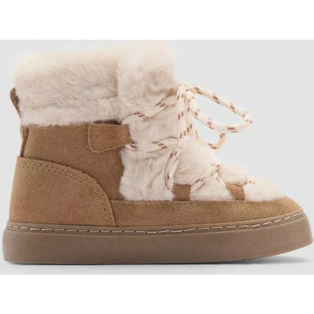 Mango Younger Girls Faux Fur Suede Ankle Boots - Brown, Brown, Size 5 Younger