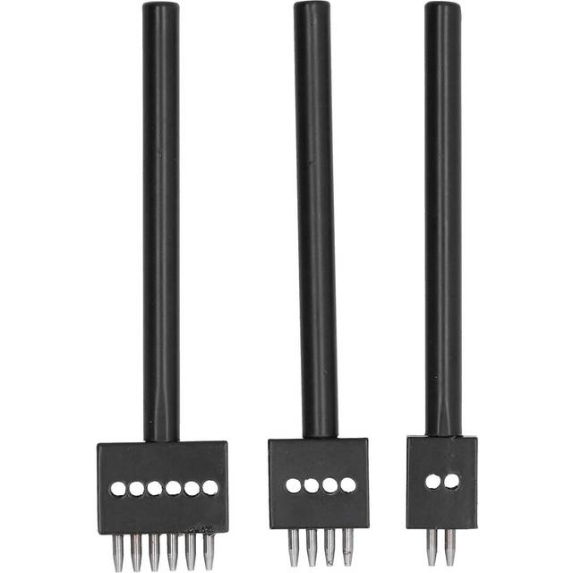3Pcs Leather Perforated Tool Black Tooth Durable Quick Easy DIY Leather Craft Tool Kits4mm