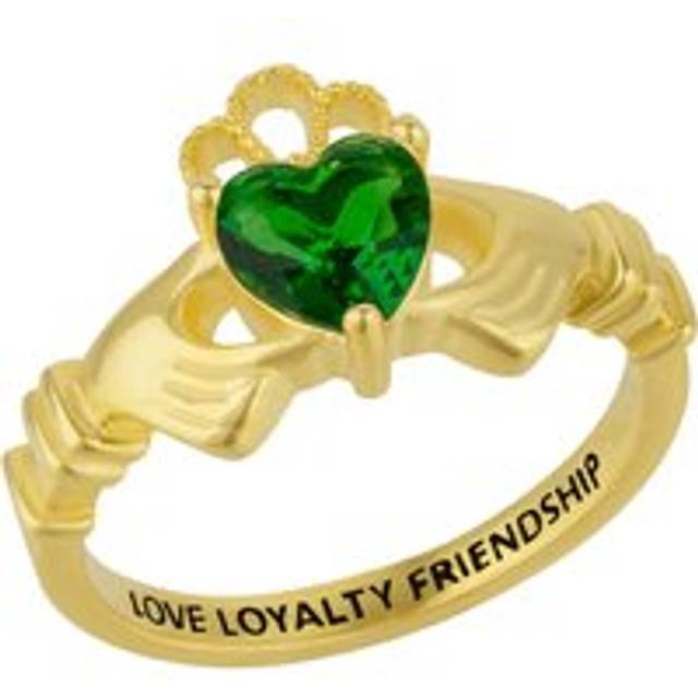 Sterling Silver Green Claddagh Ring