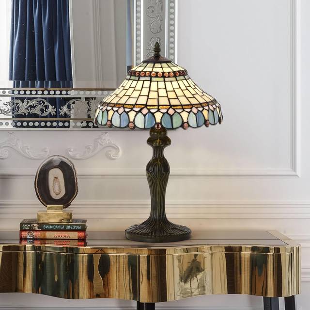 (Unique Tiffany Style) BELOFAY Tiffany Vintage Bedside Table Lamps
