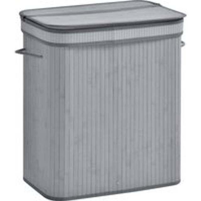Homcom 100l Natural Wood Laundry Basket One Compartment W/flip Lid Removable Lining Handles Board Base Durable Water-resistant Dirty Clothes Grey