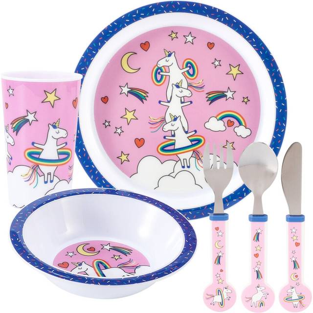 Unicorn Kids 6 Piece Dinner Set - Plate/Bowl/Cup/Knife/Fork/Spoon