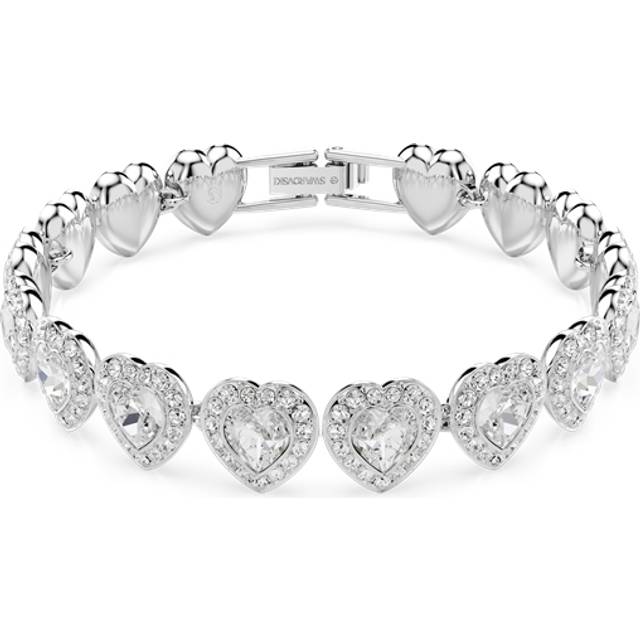 Swarovski Ariana Grande x Swarovski Rhodium Plated Heart Tennis Bracelet - Silver - 16.8cm