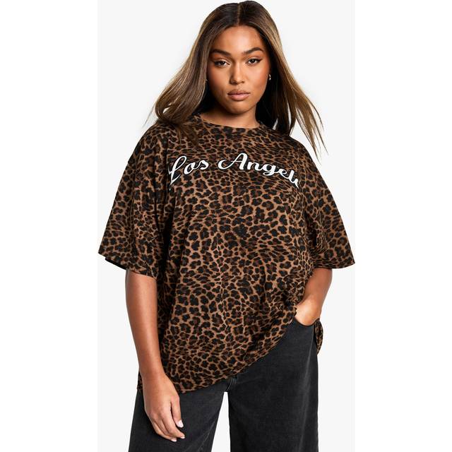 Womens Plus All Over Leopard Oversized T-Shirt - Multi - 26