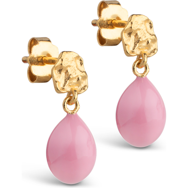 ENAMEL Copenhagen Poe Solid Stud Drop Earrings, Pink/Gold