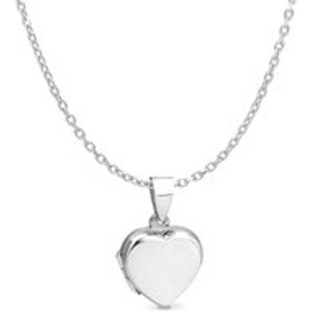 John Greed Signature Silver Small Heart Locket Necklace For Women - silver