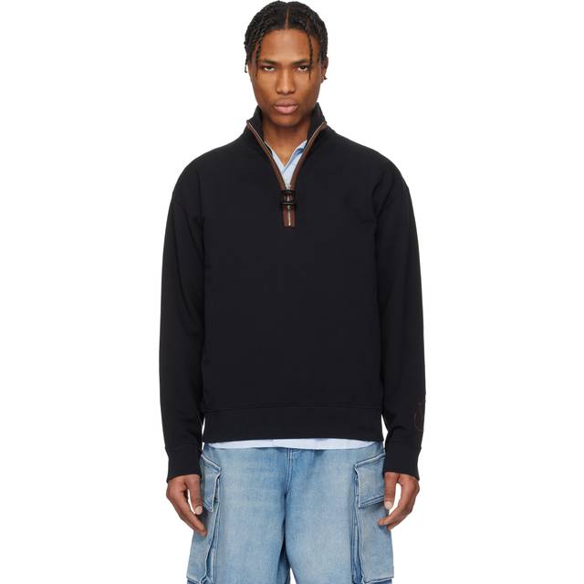 JW Anderson, Zip-throughs, male, Black, M, Black Sweatshirt with High Collar