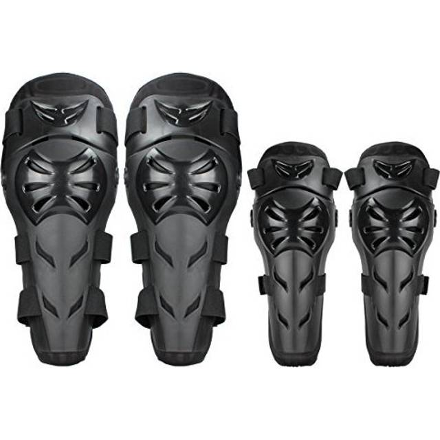 4Pcs Motorcycle Knee Elbow Protector Motocross Racing Knee Shin Guard Pads Protective Gear for Adults Black