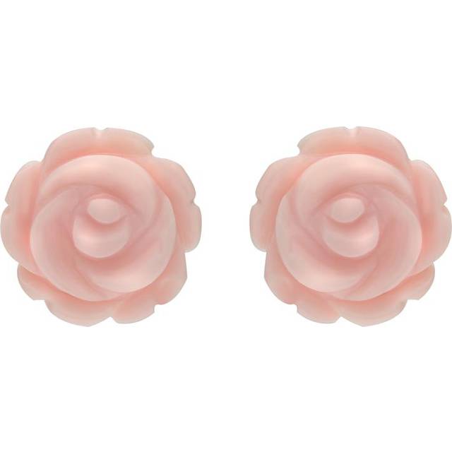 Sterling Silver Pink Conch Tuberose 10mm Rose Stud Earrings