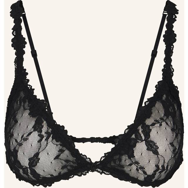 SKIMS Triangle Bralette | Black | 2XS | Stretch Lace - Soot
