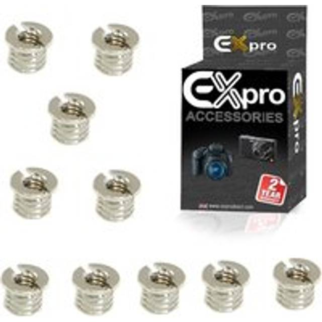 Ex-Pro 1/4'' to 3/8'' Threaded Nuts for Tripod, Light Stands and Digital SLR [10 Pack]