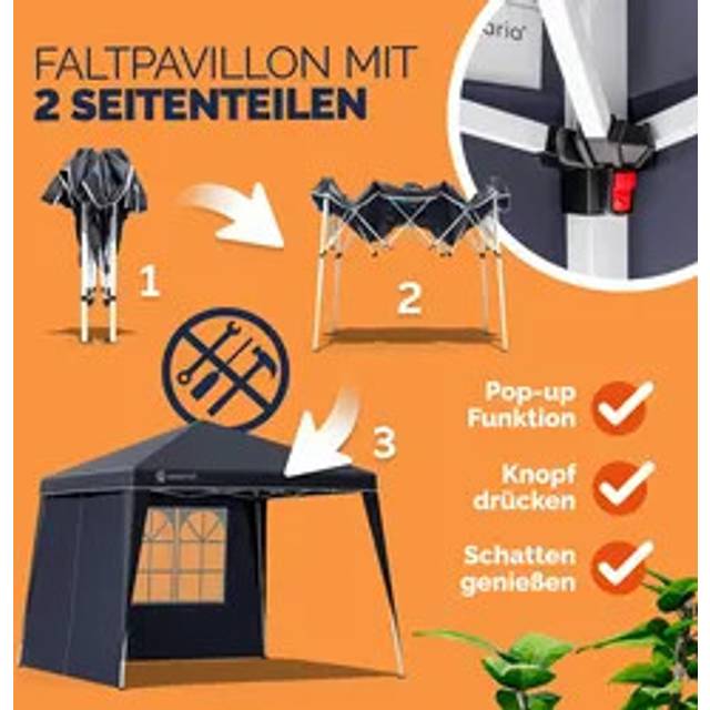 Folding gazebo Capri anthracite 3x3m incl 2 side walls