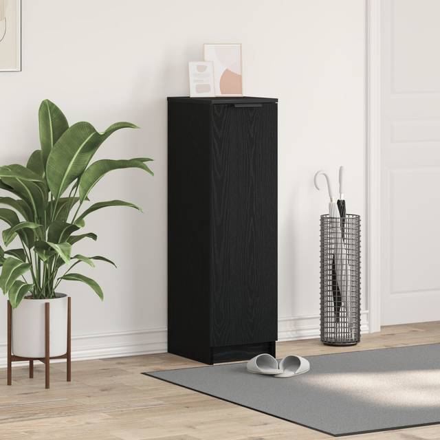Black Oak Shoe Cabinet - 29.5 x 35 x 100.5 cm - Made of Engineered Wood Vidaxl