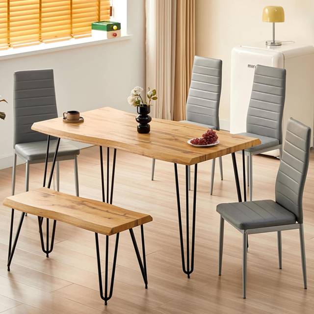 Kosy Koala 6 Seater Rustic Wooden Dining Set Grey - Multi