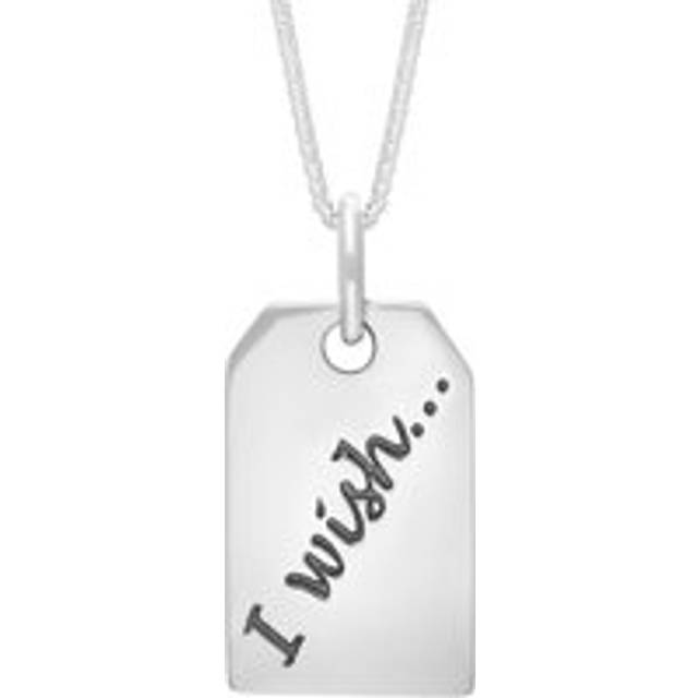 Sterling Silver Large Tag “I Wish” Necklace