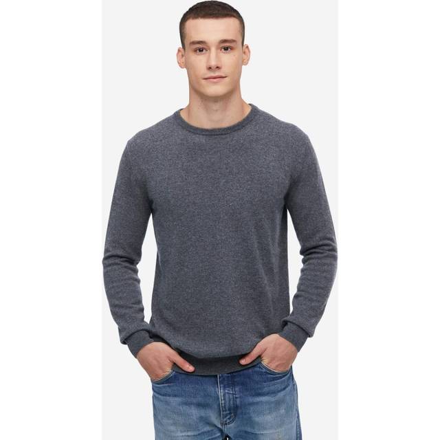 LILYSILK Cashmere Jumper Mens UK Washable Crew Neck Cashmere Sweater For Men Dark Gray S - Grey