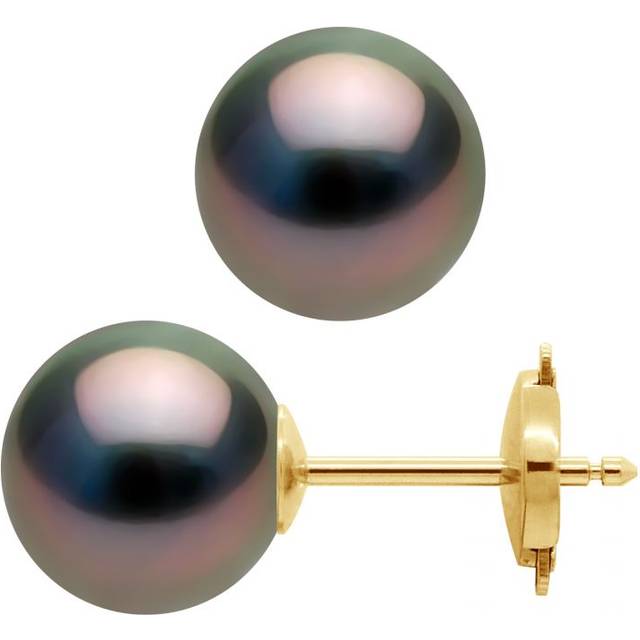 Diadema Womens - Earrings Yellow Gold and Real Tahitian Pearls - Natural - One Size