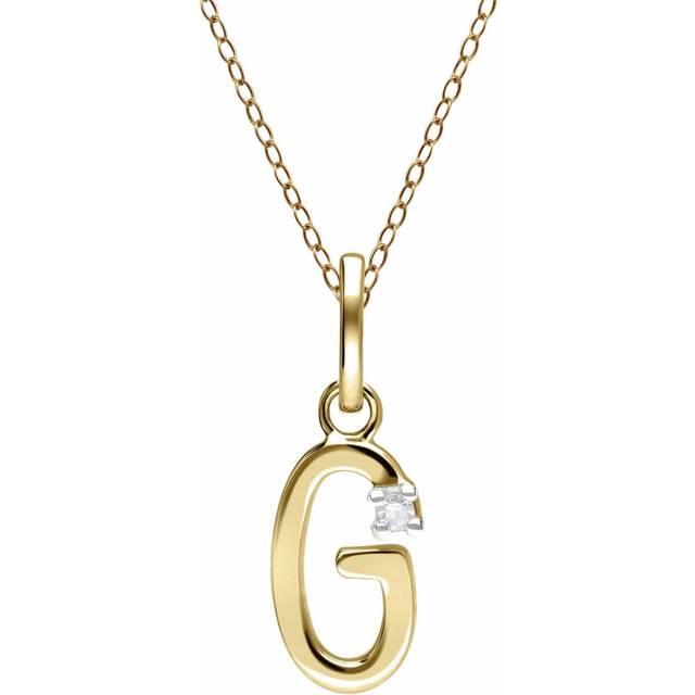 Initial Diamond Letter Necklace In 9ct Yellow Gold