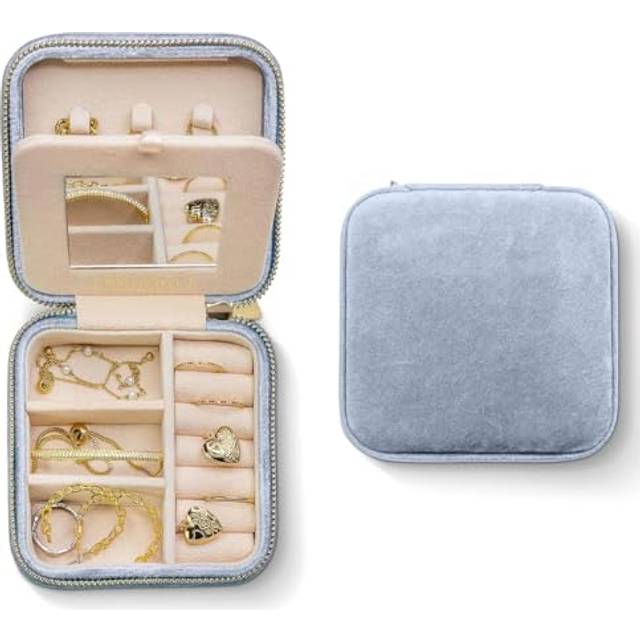 Plush Velvet Travel Jewelry Box Organizer | Travel Jewelry Organizer Box | Travel Jewelry Case | Small Jewelry Box for Women | Jewelry Travel Case |
