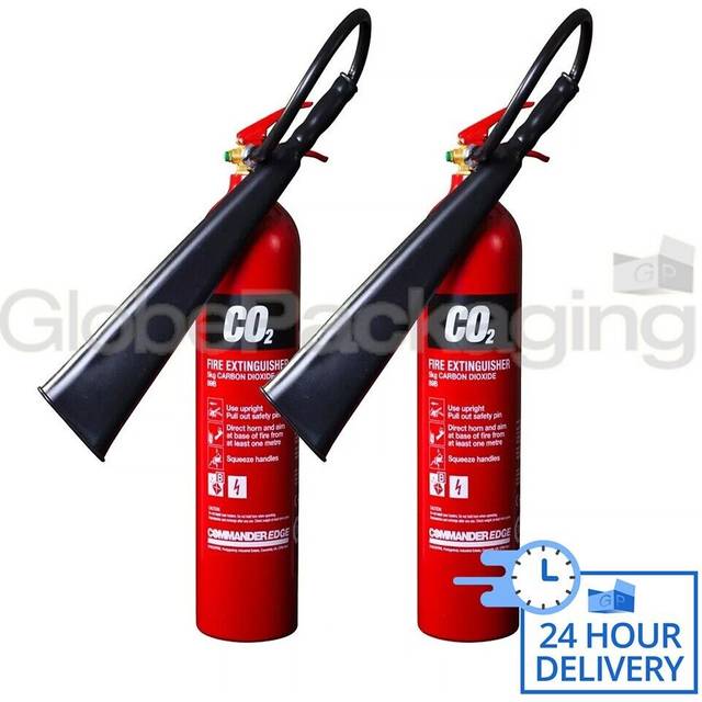 2 x 5kg co2 carbon dioxide fire extinguishers warehouse office home 24hrs