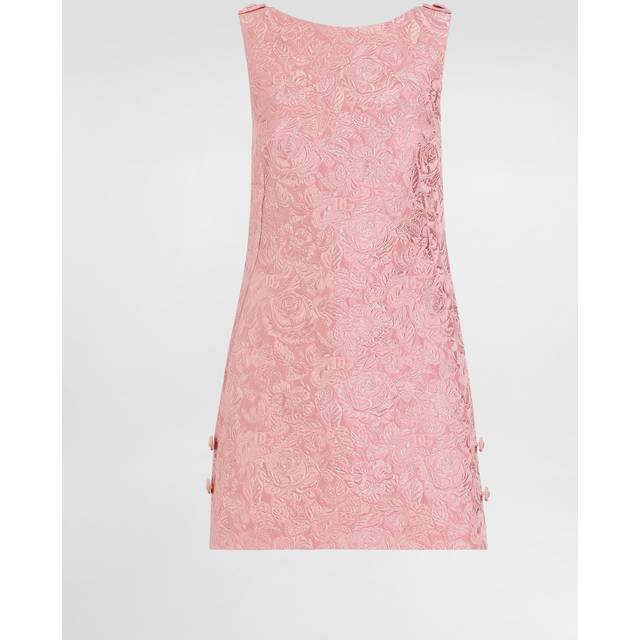 Dolce & Gabbana Short Floral Quilted Jacquard Sack Dress - Woman Dresses Pink 48