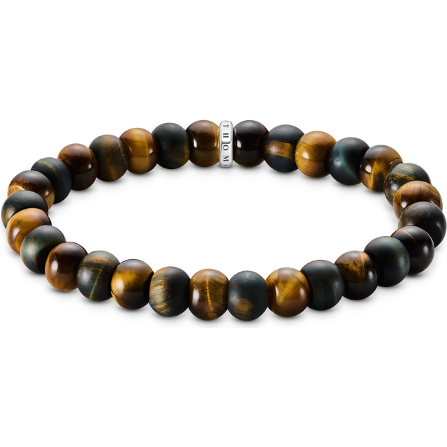 Thomas Sabo Bracelet with gold-brown and blue-gold tiger's eye beads 9 mm brown A2196-826-2-L17 - blue/brown/silver-coloured - 17 cm