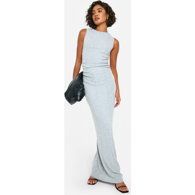 Womens Tall Brushed Rib Racer Maxi Dress - Grey - 12, Grey