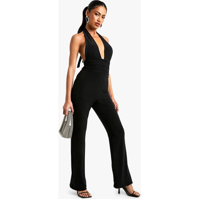 Womens Slinky Halter Neck Jumpsuit - Black - 8