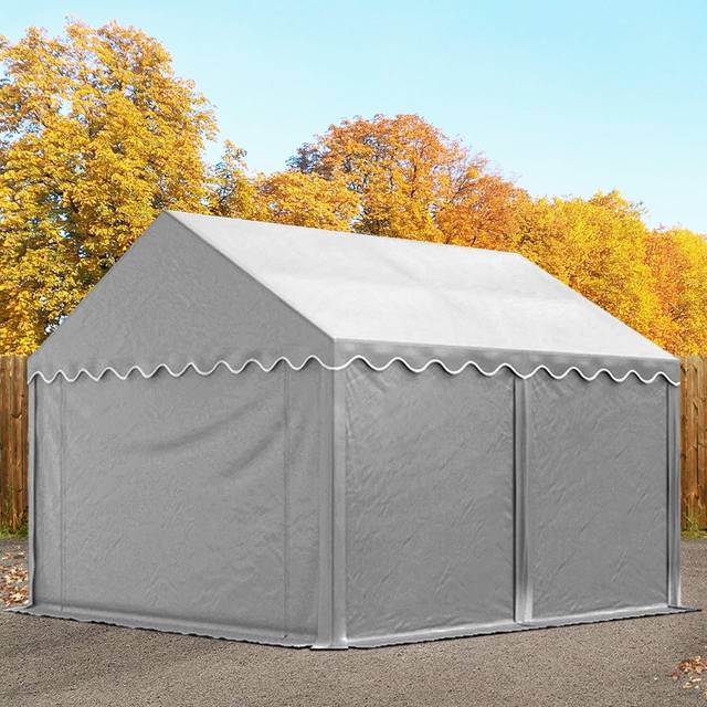 TOOLPORT 3x4 Storage Tent / Shelter w. ground frame, PVC 800, grey - (8908)