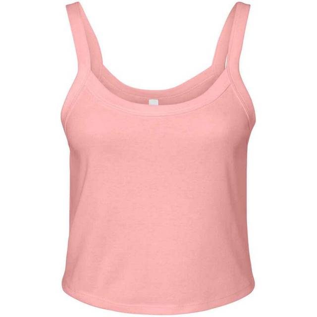 (4 UK - 6 UK, Solid Pink) Bella + Canvas Womens/Ladies Micro-Rib Spaghetti Strap Tank Top