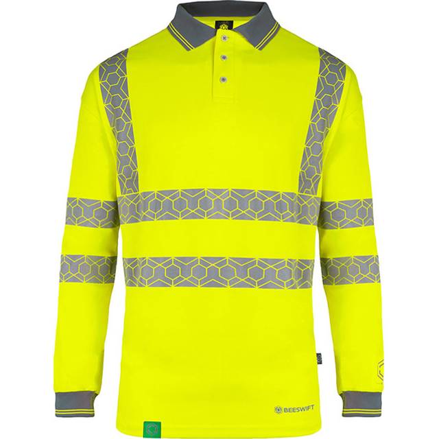 Beeswift Recyclable Hi-Vis Long Sleeve Polo Shirt Yellow (4XL)