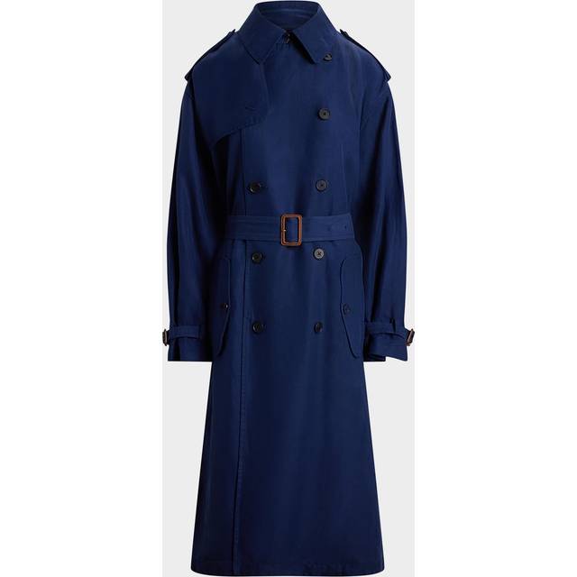 Silk-Blend Trench Coat - NAVY - Medium